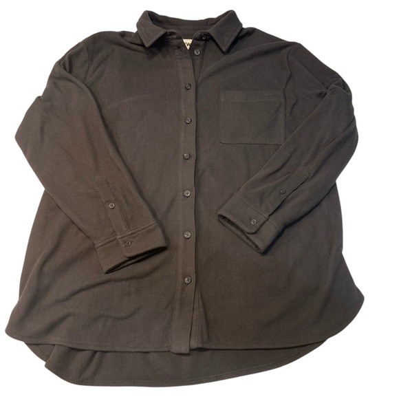 NWT Women’s Madewell Black Oversized Casual Button Down Fleece Shirt - Size XL - Picture 2 of 11